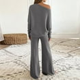 thumbnail image 4 of Winter 2 Piece Set for Women 2 Piece Sets for Women Fall Sweater Sets for Women Womens 2 Piece Outfits One Shoulder Knit Sweater Pullovers Wide Leg Pants Sets Sweatsuit Tracksuit, Gray-S, 4 of 5