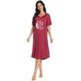 thumbnail image 4 of FEREMO Nightgowns for Women V Neck Short Sleeve Sleepshirt Printed Soft Sleepwear, 4 of 6