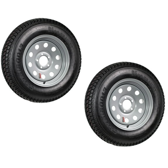 eCustomrim 2-Pack Trailer Tire Rim ST175/80D13 Load C 13 Inch 5 Lug Silver Wheel