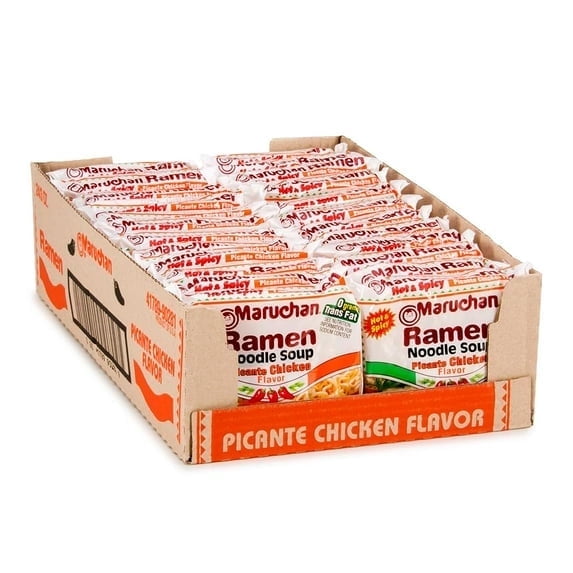 Maruchan Picante Chicken Ramen Noodle Soup, Hot & Spicy, 3 oz Packs, Value Case of 24