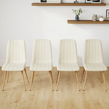 DalisTairy 4 PCS Dining Chairs 4,Accent office Chairs with Soft Linen and Wood Color Metal Legs.For Dining Room Living Room