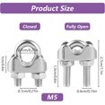 thumbnail image 2 of Stainless Steel Cable Clamps, Steel Cable Clamps, U-Shaped Cable Clamps for Wire Rope, Wire, Rope, 30PCS-M5-5mm, 2 of 5