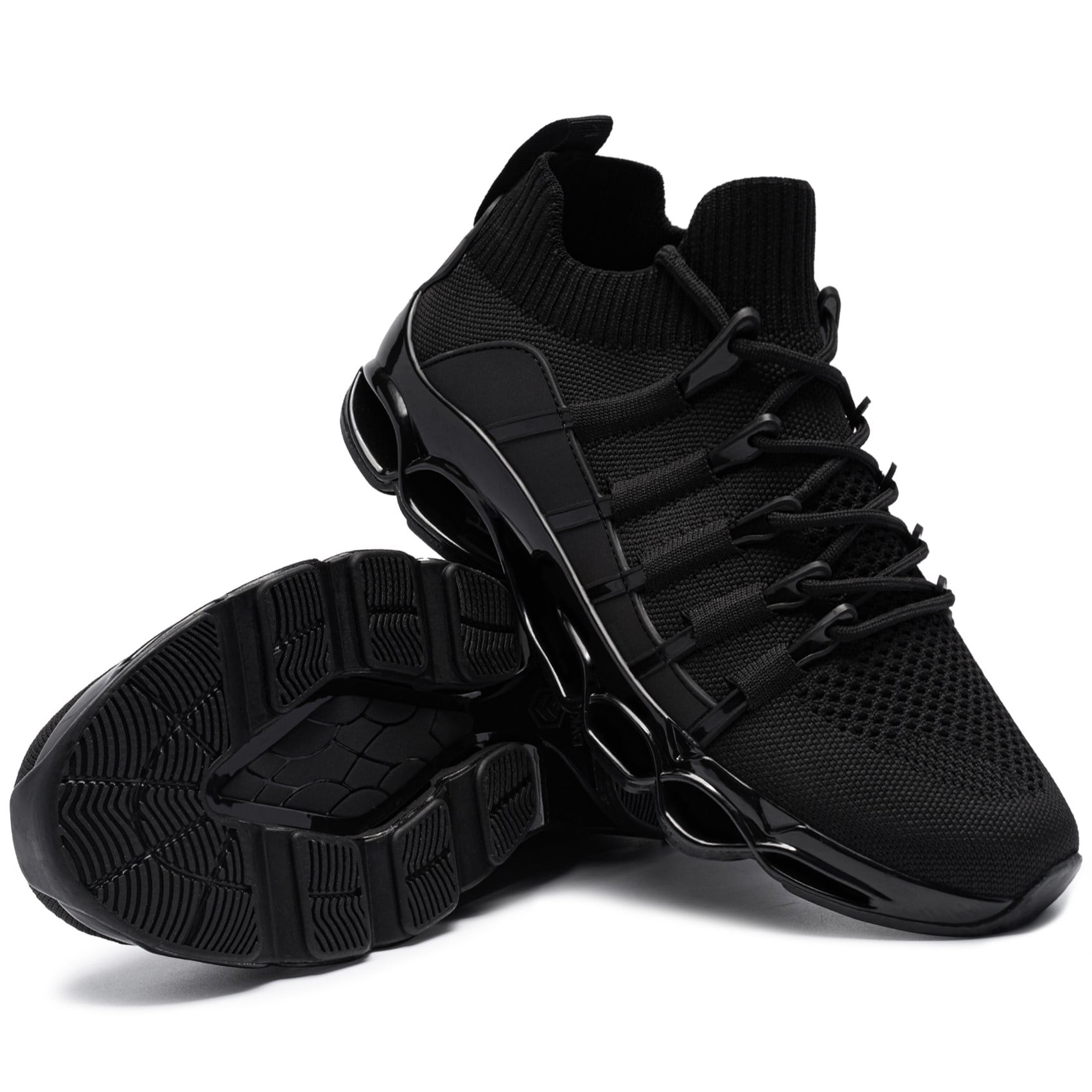 FENLERN Mens Running Shoes Lightweight Sports Walking Sneakers Black ...