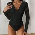 thumbnail image 6 of Lace Bodysuit Long Sleeve for Women Deep V Neck Going Out Shapewear Leotard Shirt Black M, 6 of 7