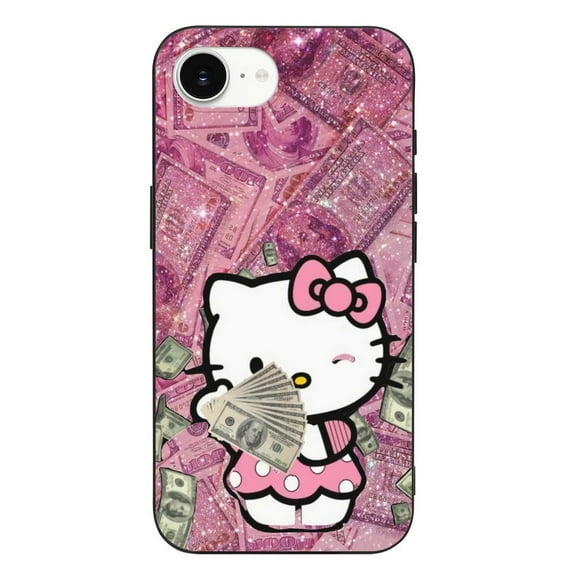 Money Hello Kitty Compatible with iPhone 16 E Case Full Covered Soft Slim Rugged TPU Phone Case Shockproof Non-Slip Anti-Fingerprint Basic Cases Protection