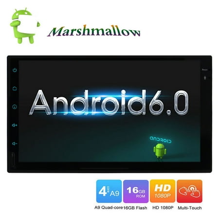 Car Stereo Gps 7 Inch In Dash Android 6.0 Double Din Car Stereo 7 Inch Touchscreen Car no DVD Player In Dash GPS Bluetooth Vehicle Radio Multimedia Navi Mirrorlink/WiFi/OBD2/CAM-IN Steering Wheel Control ()