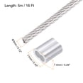 thumbnail image 2 of Uxcell Wire Rope 16Ft 304 Stainless Steel 1/8" with 4Pcs Sleeve Transparent, 2 of 7