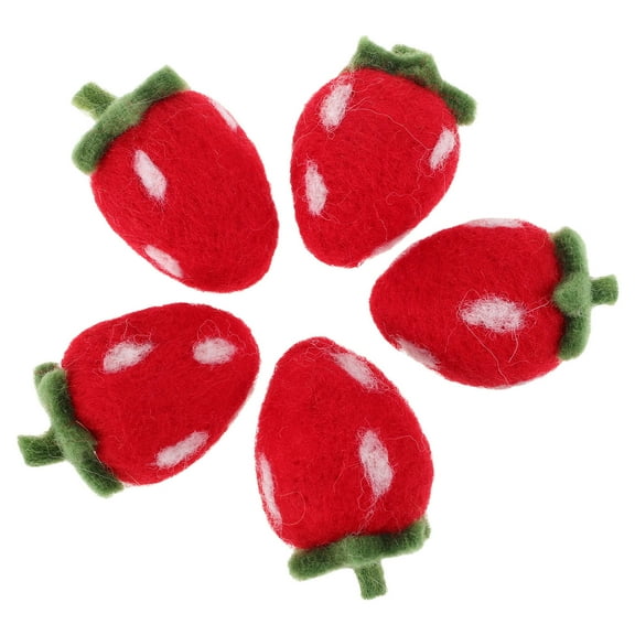 unbranded 5pcs DIY Needle Felting Strawberry Ornaments Handmade Wool Felt Strawberry Fruit Embellishments for Holiday Decorations Home Decor