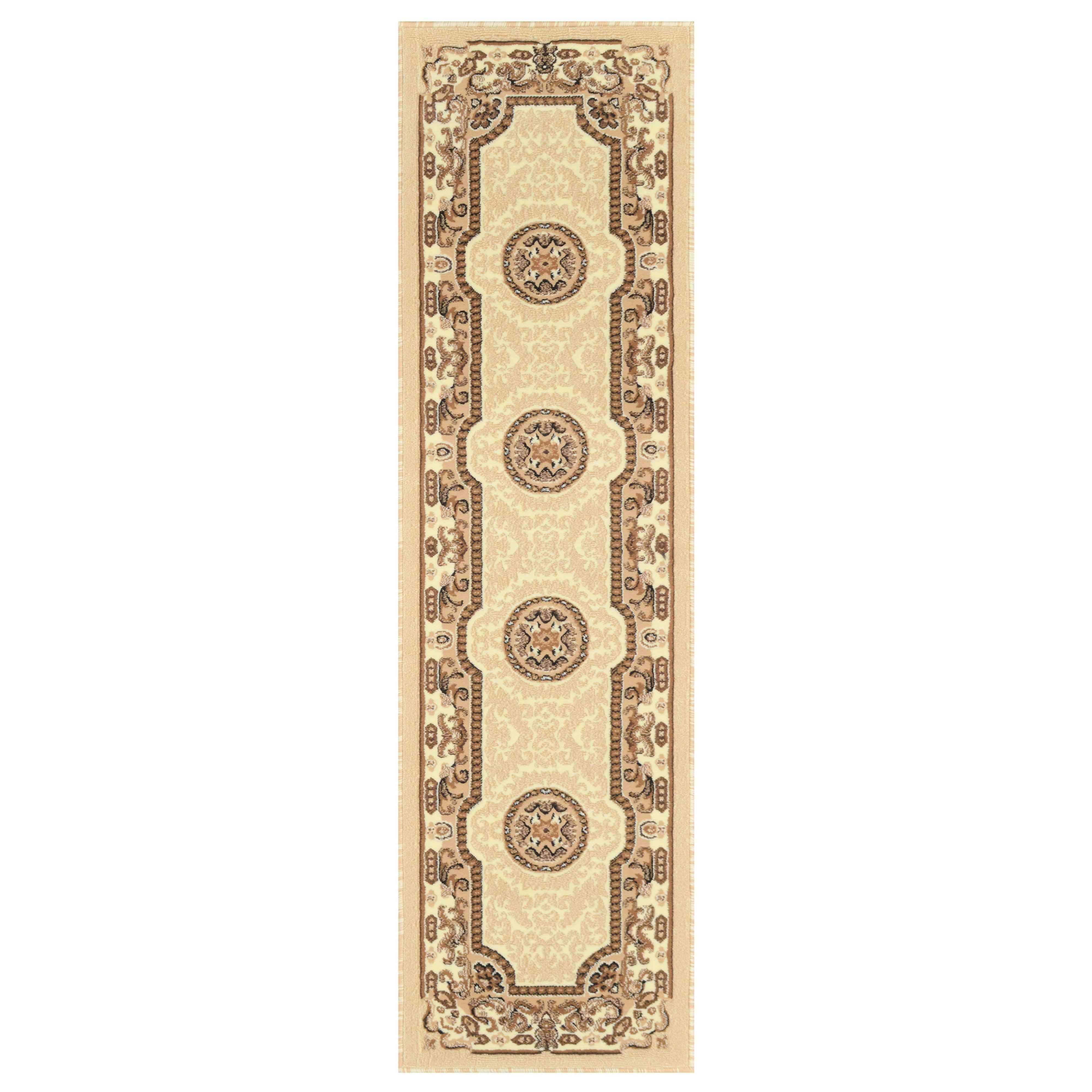 HR HANDCRAFT RUGS, Livingroom Rugs Bohemian Rugs, Shed Free Stain Resistant Easy Clean, Ivory and Multi, 2' x 7' Runner Rug