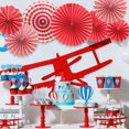 thumbnail image 2 of 12PCS Party Hanging Paper Fans Set, Fiesta Round Pattern Paper Garlands Decoration Party Supplies for New Year Baby Shower(Red), 2 of 4