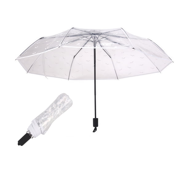 GASTROPOD Transparent Seagull Clear Folding Umbrella Windproof and Waterproof paraguas clear umbrella clear umbrellas folding umbrella umbrella for girls boys umbrella Three Fold Design