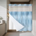 thumbnail image 4 of Light Blue Ombre Striped No Hook Shower Curtain with Snap in Liner Modern Abstract Art Waterproof Bathroom Shower Curtain with See Through Top Window for Bathtub 72" x 72", 4 of 9