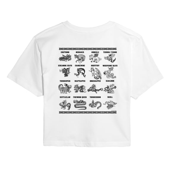 How To Train Your Dragon - Types Of Dragons - Juniors Cropped Graphic T-Shirt