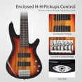 thumbnail image 6 of 6 String Electric Bass Guitar, Full Size Standard Right Handed Rosewood Fingerboard Bass Kit with Gig Bag, Strap, Wrench Tool (Sunset Color), 6 of 10
