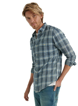 Lucky Brand Men's Two-Pocket Workwear Plaid Shirt (Blue Plaid, Small) 
