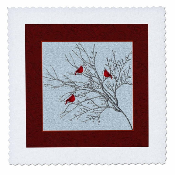 3dRose, Cardinals in the Winter, 10x10 inch quilt square