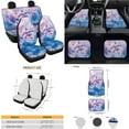thumbnail image 4 of Yuyamidu Dolphin Car Seat Cover Full Set Pink Hibisucs Car Floor Mats Steering Wheel Cover Seat Belt Pad Cover Coasters Handbrake Cover Set Car Decor 15 PCS, 4 of 6
