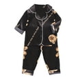 thumbnail image 3 of Toddler Satin Pajamas for Boy Funny Cartoon Printed Button Down Homewear Set Classic Pajamas Set Christmas Pjs Kids 3-4 Years Kids Clothes, 3 of 3