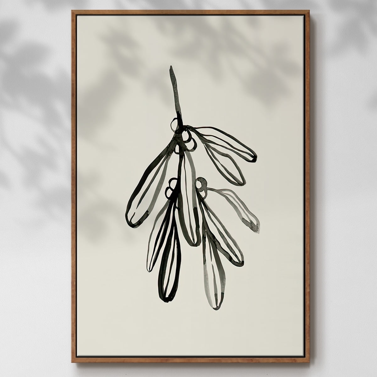 Mistletoe Sketch I - Framed Gallery Wrapped Holiday Canvas - 17 x 25 - Rosewood Frame