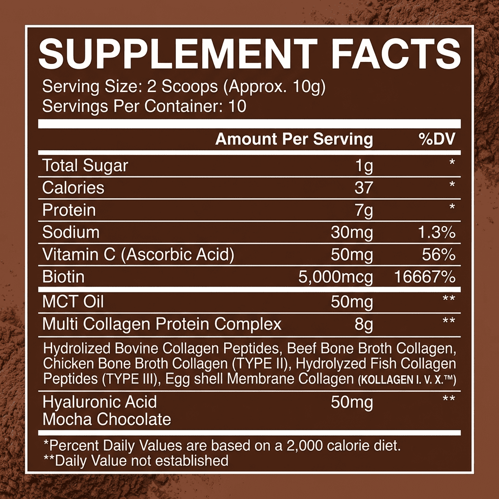 Nutribas Protein Multi Collagen Peptides Powder Whole Body Support Formula With MCT, Vitamin C, Biotin & Hyaluronic Acid , Vanilla Chocolate Mint, 11 oz