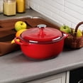 thumbnail image 2 of 4.5 Quart Enameled Cast Iron Dutch Oven with Lid – Dual Handles – Oven Safe up to 500° F or on Stovetop - Use to Marinate, Cook, Bake, Refrigerate and Serve – Island Spice Red, 2 of 2