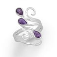 thumbnail image 2 of 925 Sterling Silver Polished Scroll Design Amethyst Ring 4mm X 6mm Total 12.5mm X 28.5mm Size Ring for Women, 2 of 2