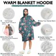 thumbnail image 5 of Wearable Oversized Blanket,Pioneer Flower Floral Print Pattern Wearable Blanket Hoodie for Adults,Cozy Hooded Blankets with Super Pockets,Super Warm Fuzzy Pullover for Women & Men, 5 of 6