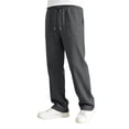 thumbnail image 4 of Krdevn Boys Solid Drawstring Open Hem Sweatpants Fall Winter Loose Straight Jogger Pants with Patch Pockets 9-10 Years,Grey, 4 of 8