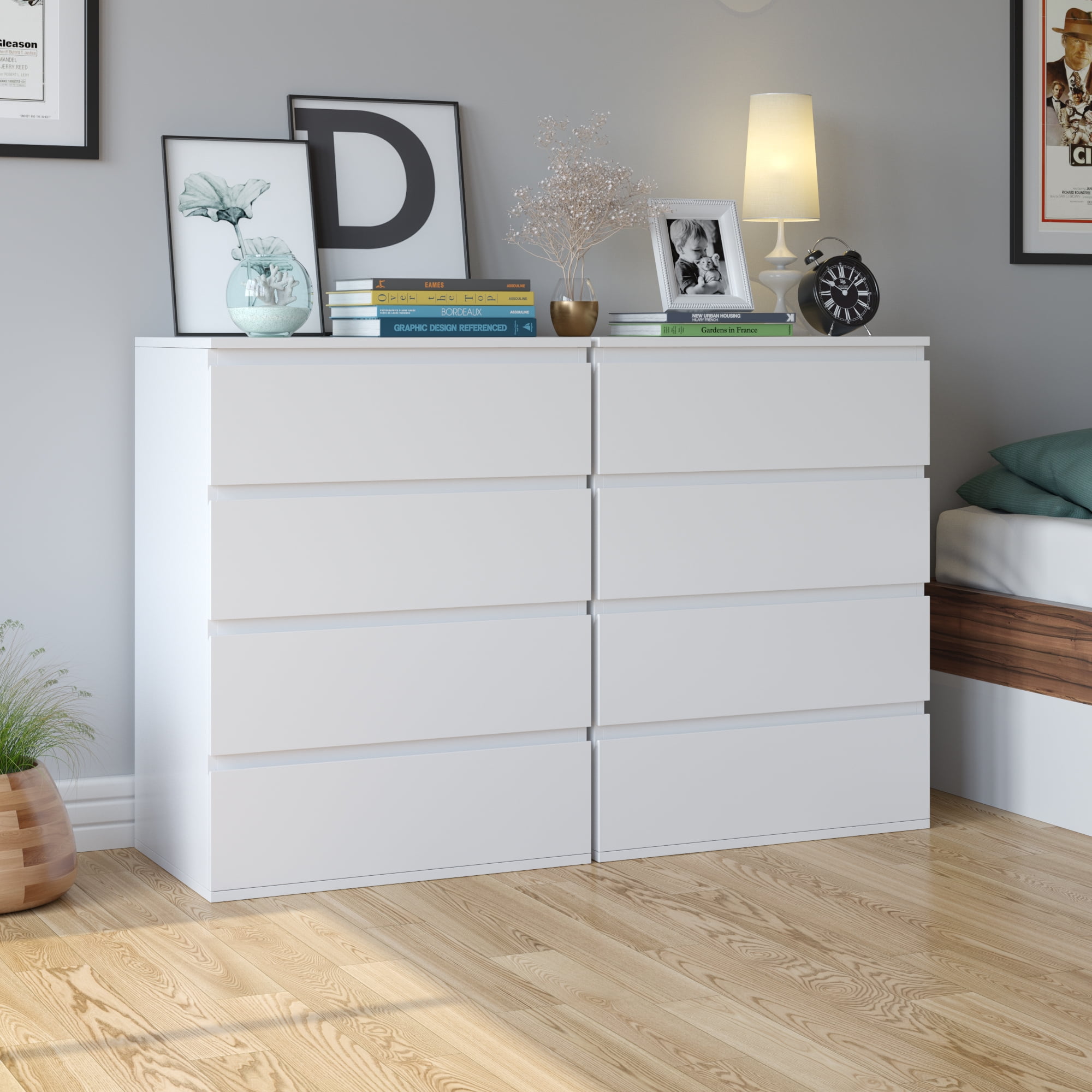 Homfa Drawer White Dresser, Modern Storage For Bedroom, White