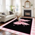 thumbnail image 2 of 8'x10' Area Rugs, Pink Bowknot Indoor Outdoor Area Rug for Living Room Bedroom, Shining Stars Vintage White Plaid Black Washable Bathroom Rugs Kitchen Floor Carpet Mats Home Decor Aesthetic, 2 of 8