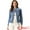 Blue, variant on DARING DIVA Women's Classic Stand Collar Denim Jacket L Black