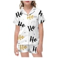 thumbnail image 1 of WEAIXIMIUNG Ensemble de Pyjamas pour Petites Filles et Garçons, Satin de Noël, Manches Courtes, 2 Pcs, Classique, 8-9 Ans, 1 of 4