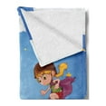 thumbnail image 2 of Explore Soft Flannel Fleece Throw Blanket, Cartoon Girl in a Cape near the Sleeping Crescent Moon Superhero Theme Night Sky, Cozy Plush for Indoor and Outdoor Use, 50" x 60", Multicolor, by Ambesonne, 2 of 5