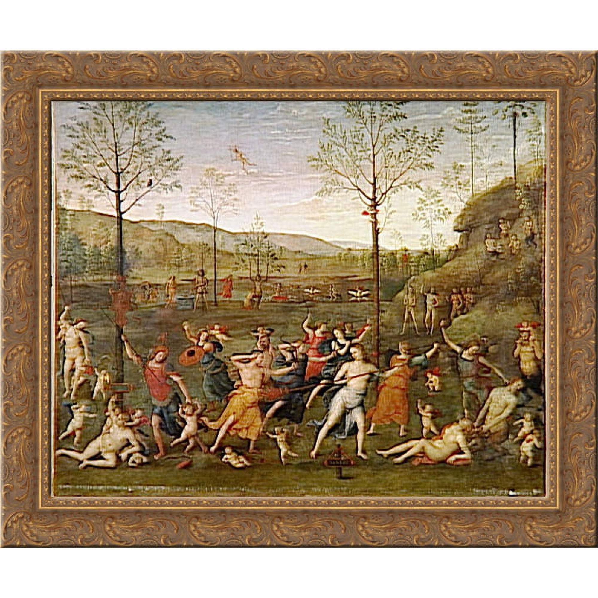 Combat of Love and Chastity 24x20 Gold Ornate Wood Framed Canvas Art by Perugino Pietro
