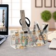 thumbnail image 4 of Cartoon Lion and Elephants Acrylic Pencil Pen Holder Cup 4 Compartments Desktop Organiser 7.87"x2.78"x3.54", 4 of 7