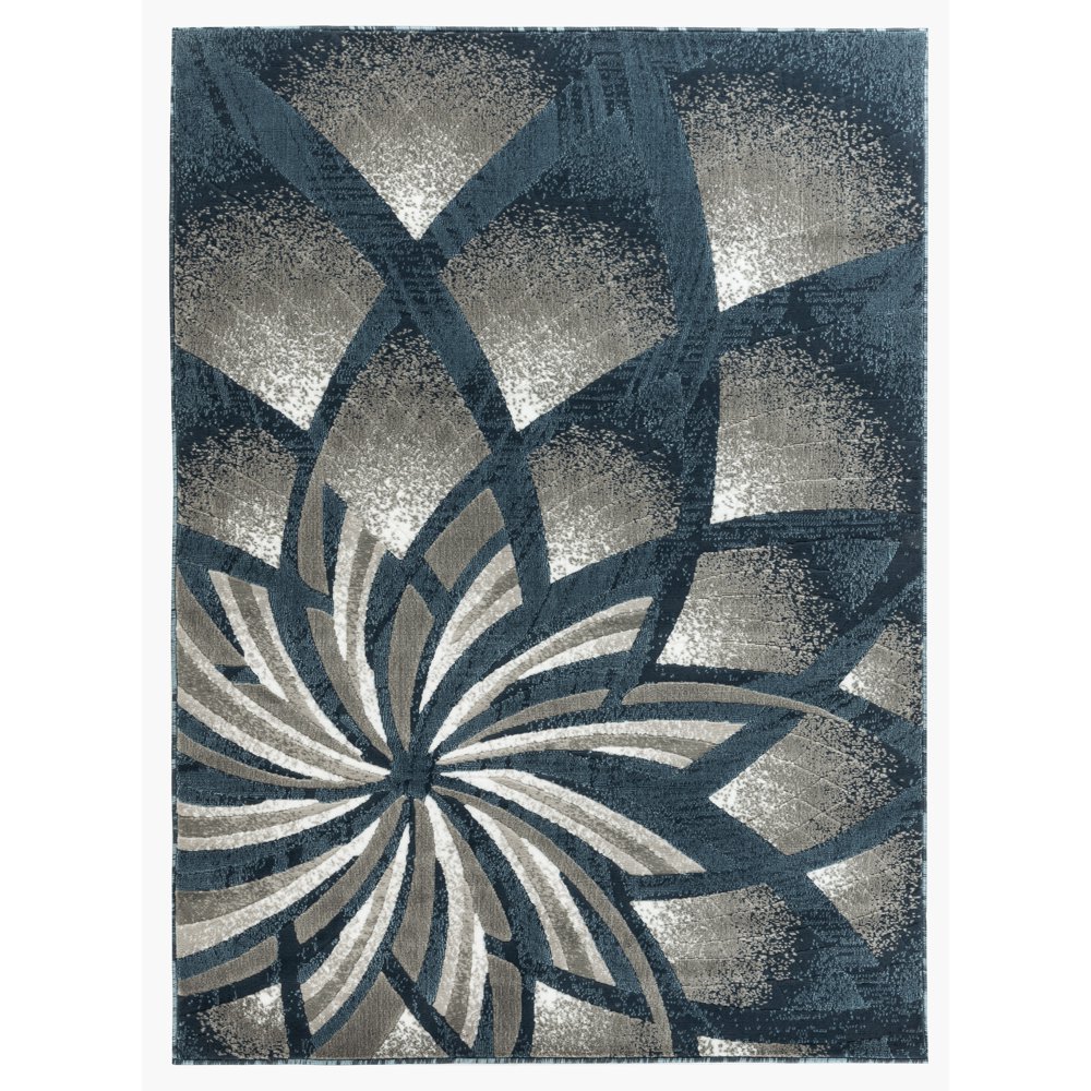 Newport Collection Blue, Gray Geometric Modern Area Rug