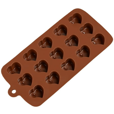 

15 Lattices 3D Heart Shaped Non-Stick Fondant Cake Molds Chocolate Jelly Candy Mold Cupcake DIY Baking Decoration Tool - Coffee