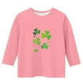 thumbnail image 3 of Pink Lucky Clover Graphic T-Shirt for Girls 4-12 Years St Patricks Day 3/4 Sleeve Soft Stretch Polyester Spandex Relaxed Fit Casual Kids Tee,Size 7-8T, 3 of 4