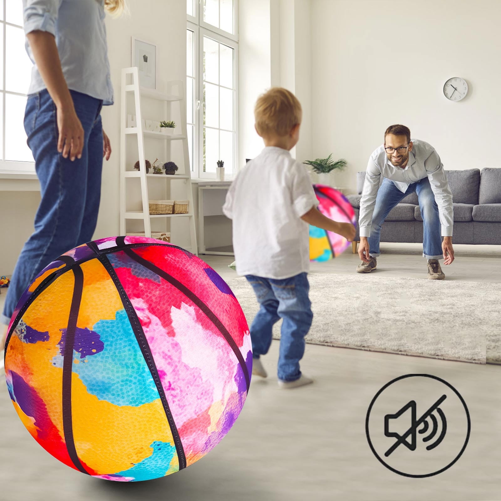 Silent Basketball Dribbling Indoor, Indoor Foam Training Ball with Storage Bag Size 7(29.5") New Dribble Dream Silent Basketball Indoor Mini Toy Basketball for Toddlers, Kids and Teenagers