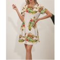 thumbnail image 1 of 2024 Nouvelle Robe d'Été Élégante Mode Décontractée Imprimée Ajustée Manches Courtes Col Rond Midi Robe de Bureau Femmes FJH, 1 of 5