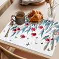 thumbnail image 3 of Eucalyptus Leaves Placemats Set of 8, Vintage Watercolor Green Leaf Red Flower Butterfly Non-Slip Place Mats Washable Table Mats for Kitchen Dining Table Decorations Indoor/Outdoor, 3 of 9