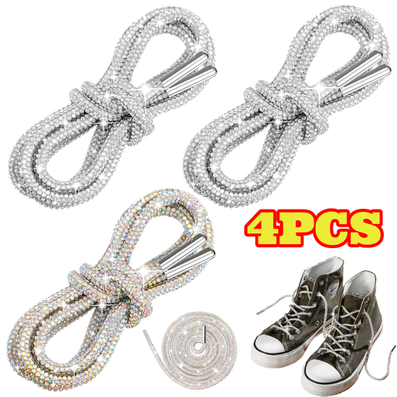 4pcs Rhinestone Glitter Rope, Sparkly Round Shoe Laces for Sneakers, Replacement Shoe Laces for Women & Men