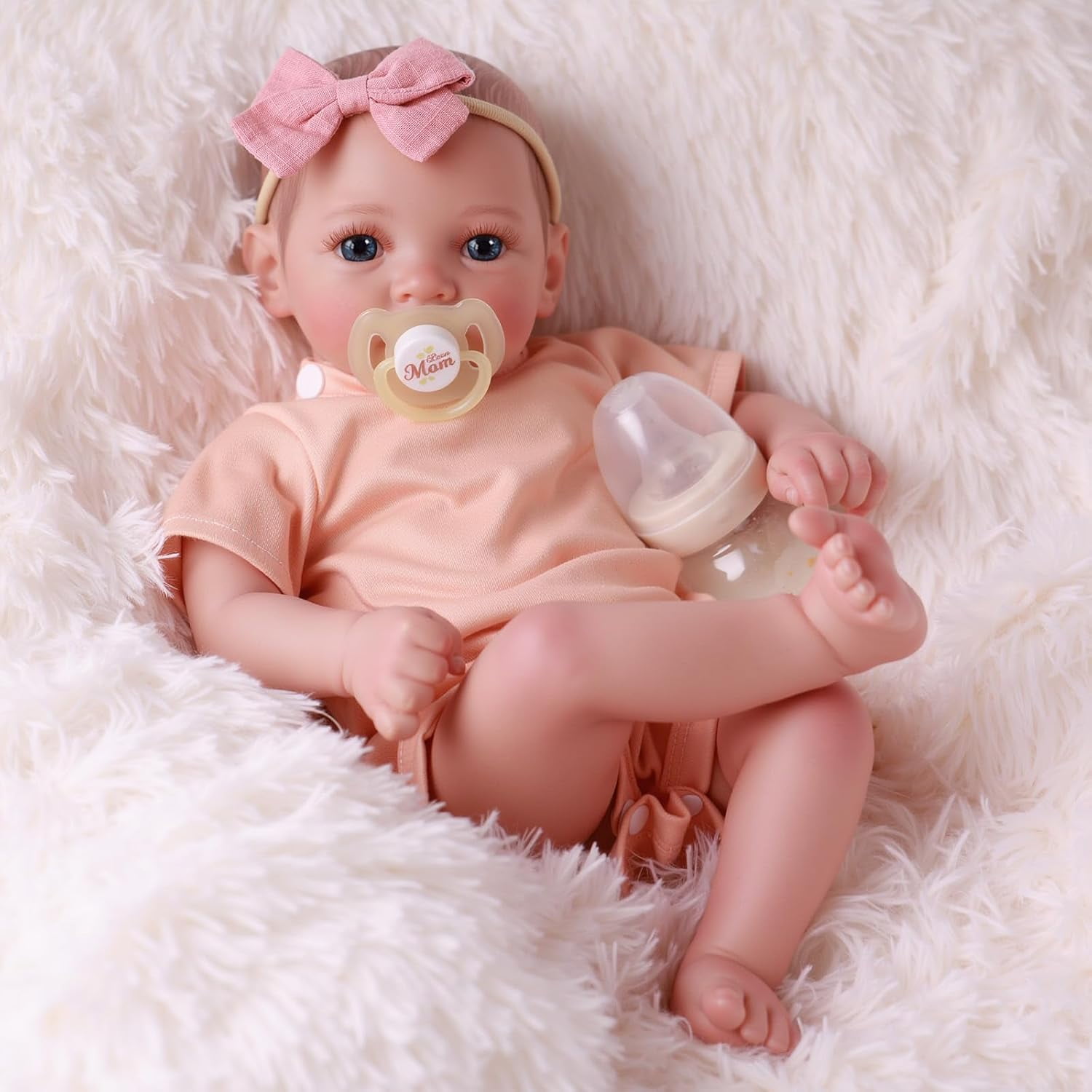 RSG 20 Inch Lifelike Reborn Baby Dolls Soft Cloth Body Handmade Real Life Dolls with Clothes Accessories for Kids Age 3+