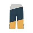 thumbnail image 6 of VBVC Women's Striped Cotton-Linen 5-inch inseam Pants,Summer Knee-Length Trousers For Women,Ladies Button Split Cropped Sweatpants with Pockets,Yellow,S-2XL, 6 of 6