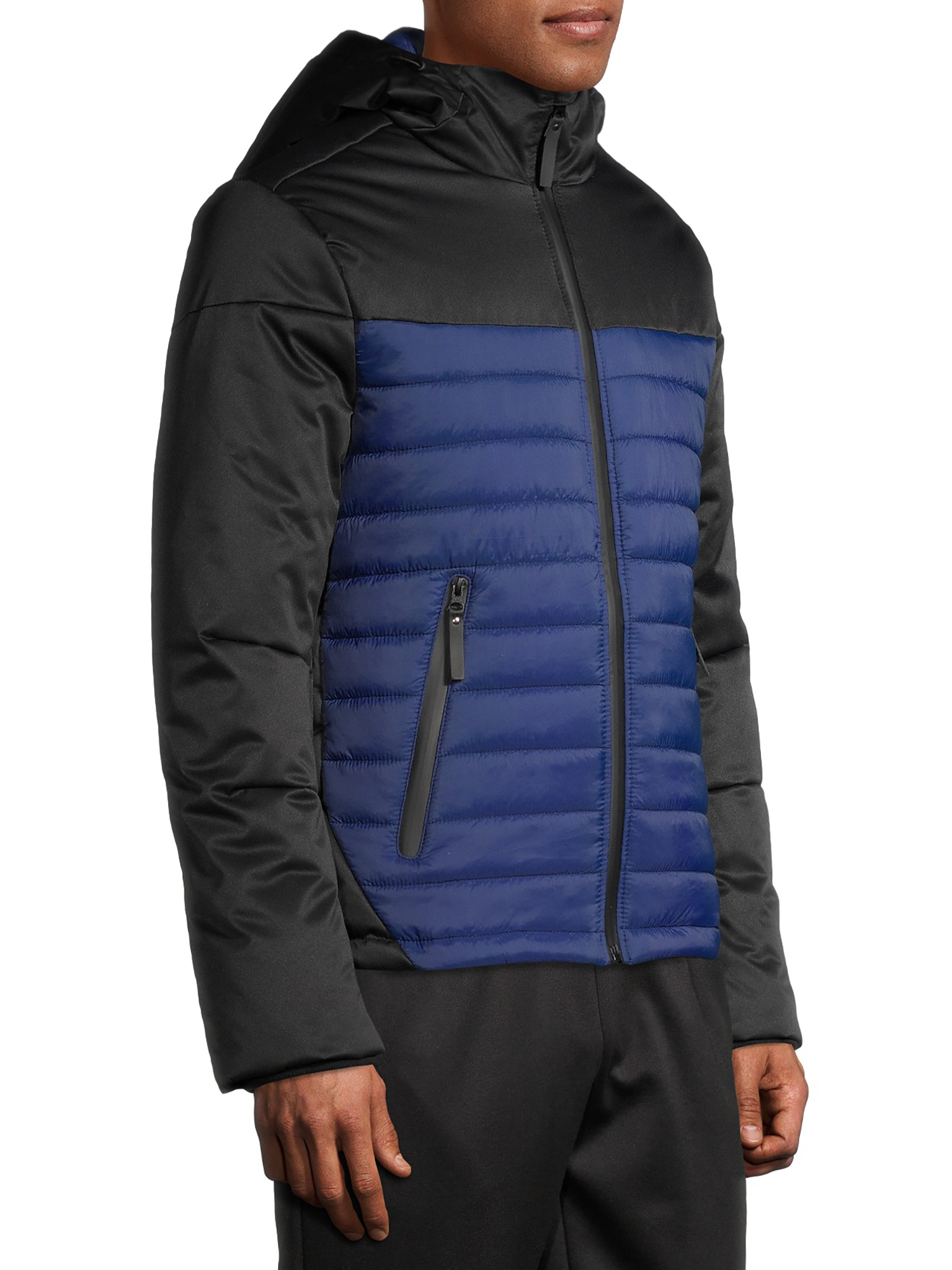 Swiss Tech Men's Hooded Softshell Quilted Mixed Media Jacket - image 3 of 7