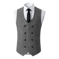 thumbnail image 2 of BVOFAR Men's Herringbone Tweed Suit Vest Casual Wool Blend Waistcoat Slim Fit Doublee Breasted Vests Banquet Formal Waistcoats Gray S, 2 of 7