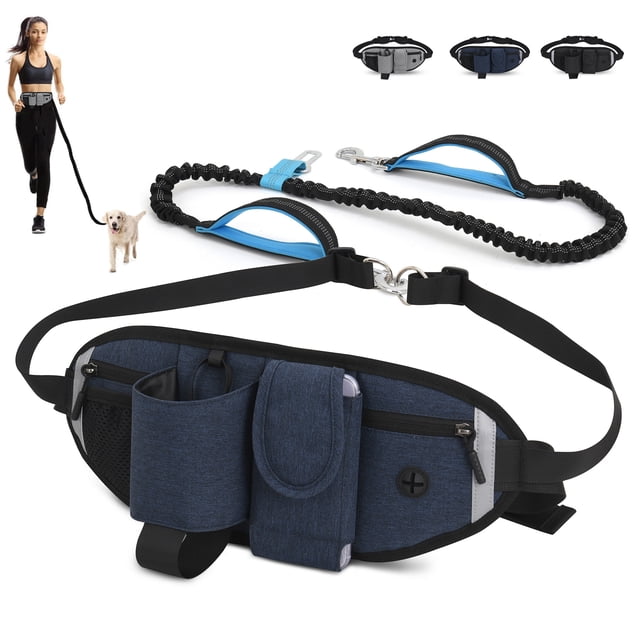 Correa para Perro Azul Correa para Perros Manos Libres Hasta 110 kg de absorción de Impactos, Costuras cómodas y Reflectantes, Ideal para Correr, Trotar y