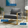 thumbnail image 5 of Accent Chair, Velvet, Metal Steel, Gold Grey Gray, Modern Contemporary Urban Design, Living Lounge Room Hotel Lobby Hospitality, 5 of 8