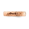 thumbnail image 4 of Rose Plated Sterling Silver Hammered Wedding Band Ring, 4 of 5