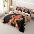 thumbnail image 3 of Castle Fairy Glam Black Woman Twin Quilt Set,Makeup Print Twin Coverlet Set,Brown Pink, 3 of 7